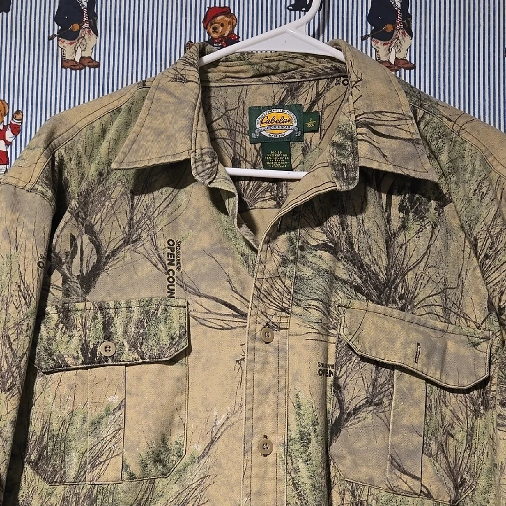 Vintage Cabela's Outdoor Realtree Camo Hunting Button Up Shirt Size L Regular